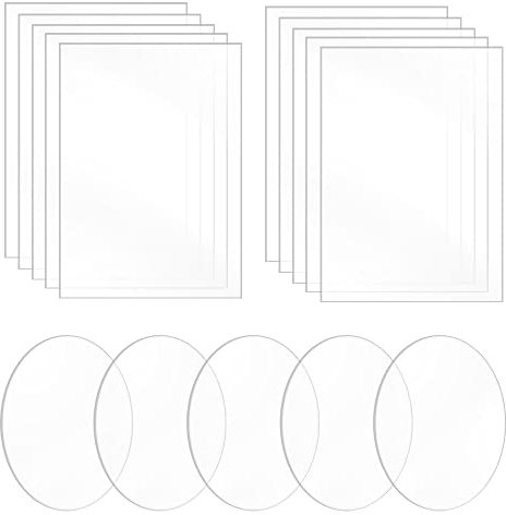 HAOMEEDUO 15 Stk Acrylplatten Transparent Acryl Blätter Kunststoff 1mm Dicke Acrylglas Platte Rechteckig Kleine Acrylscheiben 2 Größen Plexiglas Platte Rund Kunststoffplatten für Fotorahmen Malerei