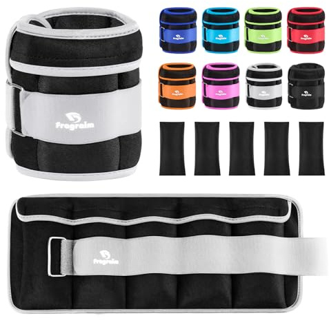 Pesas Tobillos Ajustables 1-1,5 kg Par con Pesas Extraíbles Para Footing, Gimnasia, Aerobic, Fisioterapia| Cada uno 0,15-0,75 kg, Total 1,5kg, Gris