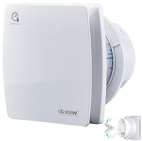 Badlüfter Ø100mm mit Nachlauf und Feuchtigkeitssensor Badezimmerlüfter mit Rückstauklappe Bad Lüfter Abluftventilator Wandventilator Decken und Wandmontage, für Küche, Loftfenster und Keller, Leise