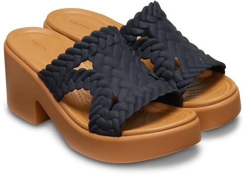 Crocs Brooklyn Woven Slide Heel Sandalia Mujer, Negro, 37/38 EU