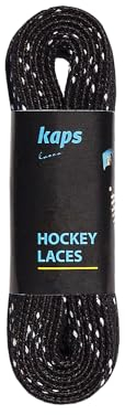 Kaps Wasserfeste Schnürsenkel aus Polyester für Schlittschuhe | Extrem Reißfest (190 daN), Wasserfest | Für Eishockey Schlittschuhe (Schwarz-Weiß - 160 cm)