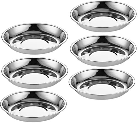 YARNOW Lot de 6 assiettes rondes en acier inoxydable de 15 cm pour barbecue, collation, salade, apéritif, fruits, biscuits
