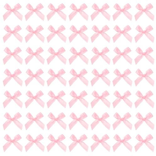 Mini fiocchi rosa, 50 pz, fiocchi in raso 4 x 4 cm, piccoli fiocchi in raso fai da te, mini fiocchi di nastro rosa, piccoli fiocchi carini per artigianato, cucito, scrapbooking, feste di Natale