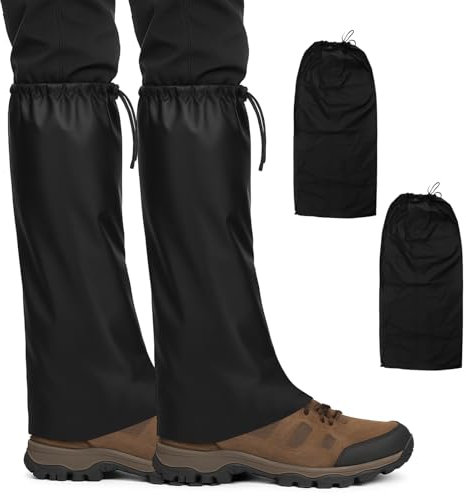 ZMDMAH Gamaschen Wandern, XXL Schwarz Beinschutz Gaiter Einstellbare Wasserdicht Atmungsaktive Staubdicht Outdoor Gamaschen Legging Gaiter, Wandergamaschen für Outdoor Wandern Skifahren Klettern