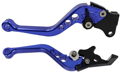 ETUCYNG Bleu 18.5 Cm Alliage D'aluminium Poignée De Frein De Moto Levier D'embrayage De Antirouille Réglable En Métal 2 Pièces Kit Levier D'embrayage De Frein Moto Pour Guidon Gauche Et Droit