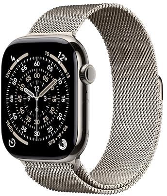 Apple Watch Series 11 GPS + Cellular 46mm Smartwatch with Natural Titanium Case with Natural Milanese Loop S/M. Sleep Score, Fitness Tracker, Health Monitoring, Always-On Display, Water Resistant