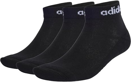 adidas Mixte Think Linear Ankle Socks 3 Pairs, Black/White, 45-48 (Confezione da 2)