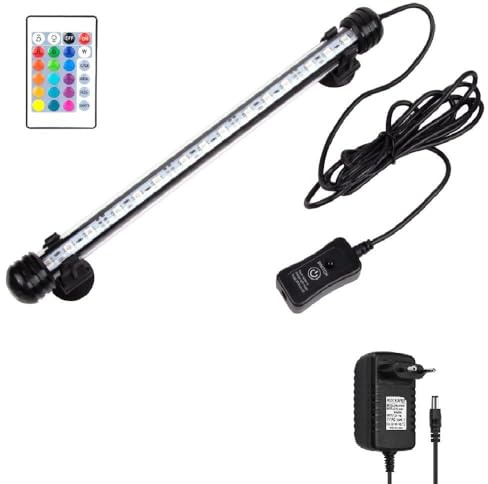 MPANDA LED Éclairage d'aquarium, RGB Lampe Tube Aquarium Dimmable Submersible IP68 étanche pour Aquariophilie Fish Tank Lights Lampe d'aquarium (Coloré, 28cm)