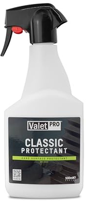 ValetPRO Klassiskt skyddande, väderbeständigt bilinredning och yttre skydd, för plast, gummi, däck och läderytor, med UV-skydd – 500 ml sprayflaska