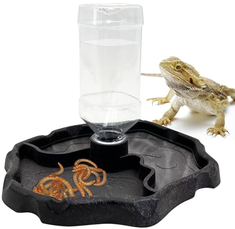 9oz Reptile Water Bottle, Turtle Food and Water Bowl Automatic Feeders Waterer Tortoise Dispenser Bottle Feeding Dish for Lizard Chameleon