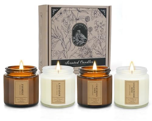 Candles Gifts Set for Women, 4 Pack Aromatherapy Birthday Candle for Home Scented, 3.5 Oz Natural Soy Wax Glas Jar Candles for Friend, Christmas, Mother Thanksgiving Day Present