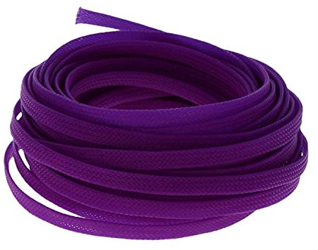 Heyiarbeit 10m/32.8ft PET Expandable Braided Sleeving 1/4-inch Width Flexible Wire Mesh Sleeve for USB Cable Power Cord Audio Video Cable - Protect Cat from Chewing Cords - Purple