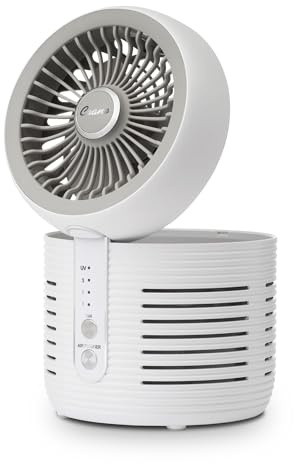 Crane 2-in-1 Air Purifier and Desk Fan, Fan and Air Purifier Combo, Ideal for Office Desk, Night Stand, Dorm, or Small Bedroom, Small HEPA Air Purifier