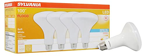 Sylvania BR30 LED Flood Light Bulb, 100W = 17W, Dimmable, 10 Year, Medium Base, 1450 Lumens, 2700K, Soft White - 4 Pack (40070)