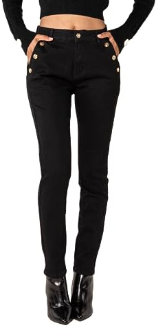 Nina Carter P216 Jeans da donna Mom a vita alta effetto used elasticizzati, S