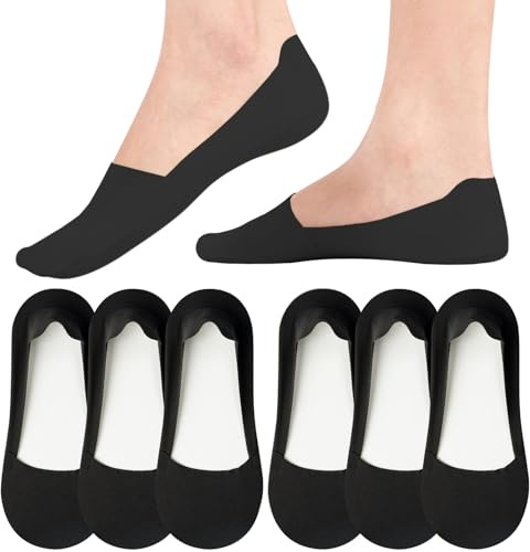Caldodo No Show Trainer Socks Womens, Non Slip Invisible Socks for Ladies | Low Cut Liner Footsies Thin Silk Foot Socks, Lightweight Summer Shoe Hidden Socks for Canvas Loafers Ballet Flats, 3-5 6-8