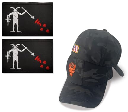 Gorra de béisbol negra con diseño de camuflaje del equipo Seis, gorra elástica para correr y pescar, sombrero táctico de sellos + parche, 6 (Reino Unido), L