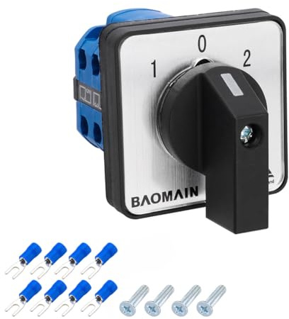 BAOMAIN Universal Rotary Hinge Switch, On/Off, 20 A, 550 V, 50 Hz, 3 Positions, 2 Phases, CE Approval, IP20, LW28-20/D202.2