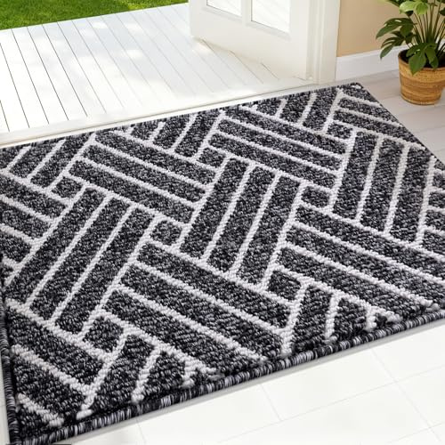 OLANLY Indoor Door Mat, 36x24 Inch, Dirt Resistant and Absorbent, Non-Slip Rubber Backing Floor Mats, Easy Clean Low-Profile Doormat for Entryway, Front Door, and Inside Entrance, Black