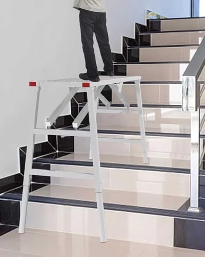 Escabeau pliable à pieds réglables pour sol inégal robuste cage d'escalier avec patins antidérapants pour usage domestique 160 x 30 cm couleur/200 x 40 cm