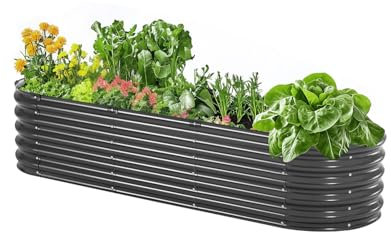 VEVOR Jardinière 1190x595x420 mm Lit de Jardin Surélevé Métal Galvanisé Bac de Plantation Ovale Fond Ouvert pour Cultiver Fleur Herbes Plantes Succulentes dans Jardin Terrasse Patio Balcon, Gris Foncé