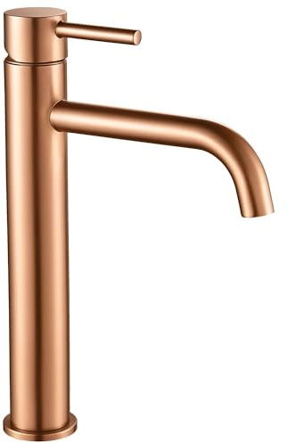 REA LUNGO HIGH BLANDARE FÖR BADRUM BRUSH COPPER TVÄTTSTÄLLSBLANDARE TILLVERKAD AV HÖGKVALITATIV MÄSSING