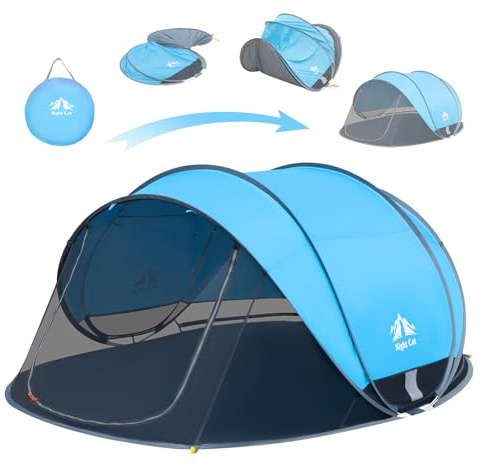 Night Cat Pop-up Beach Tent: Large Sun Shade Shelter for 2-4 Persons Picnic Sport Activities