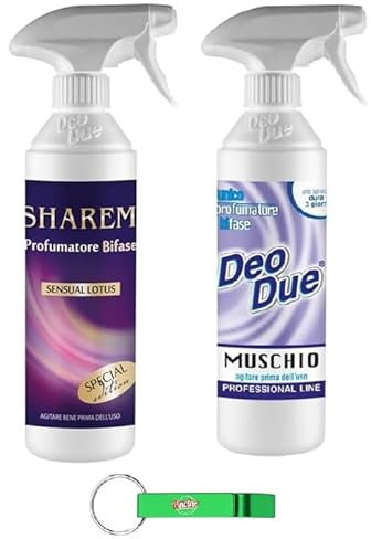 Pacchetto di prova Deo Due Deodorante Spray Sharem + Figia, Deodorante profumato, Profumatore 2 x 500 ml + Portachiavi Beni Culinari