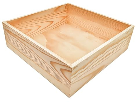 Anktily 1 confezione di scatole di stoccaggio in legno grezzo, organizer quadrato da 25 x 25 x 8 cm – Contenitore in legno naturale rustico per la decorazione di casa, ufficio e location