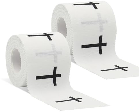 2 rotoli di nastro adesivo Christian Athletic con croce, 5,1 cm x 7,6 m, nastro autoadesivo in cotone per sport atletici, per polsi, baseball, calcio, lesioni da ginnastica (bianco)