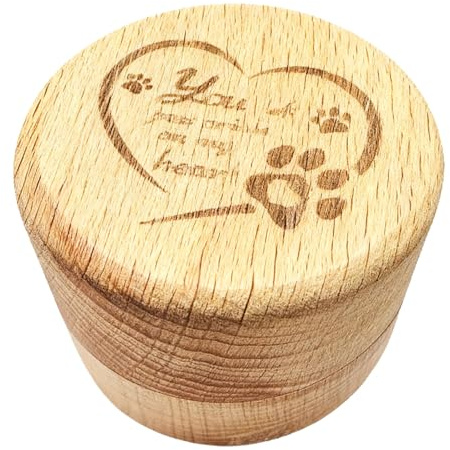 HEEPDD Boîte à Souvenirs Commémorative pour Chien, Boîte Commémorative avec Imprimés Gravés avec Pattes pour Cendres de Chien, Chat, Cheveux, 5,3 X 3,8 Cm, Animal de Compagnie Conteneur (Bois