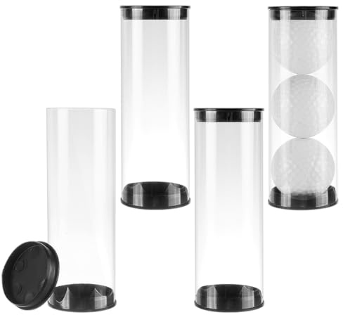 FINGERINSPIRE 4 Pcs Tubes de Rangement Transparents pour Balles de Golf avec Bouchons Sécurisés 46mm de Diamètre Intérieur Support à Balles de Golf Portable pour Présentation et Organisation de Balle