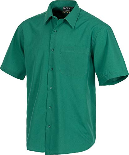 WORKTEAM Camisa de Manga Corta con Cuello Clásico, Botones y Bolsillo de Pecho, Tejido Ligero. Hombre Verde 46