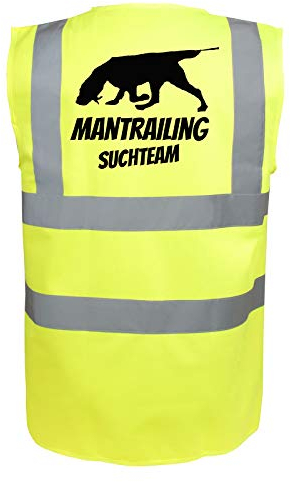 Mantrailing Warnweste Hundesport Sicherheitsweste Suchteam (Motiv 6) (XXXL, Neongelb)