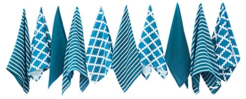 Penguin Home Premium 100% Pure Cotton Tea Towel for Kitchen, Set of 10 Kitchen Towels, Soft & Durable Kitchen Cloths Towel Set, Machine Washable, 65 x 45 cm Colour - Light Blue