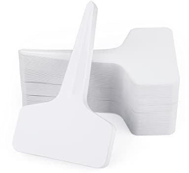 KINGLAKE Plant Labels and Pen for Outdoor Plants, 50Pcs Plant Markers Labels Plastic White Garden Plant Tags for Seed Herb Potted Plant Seedling Vegetables Flower, T-Type, 6x10cm