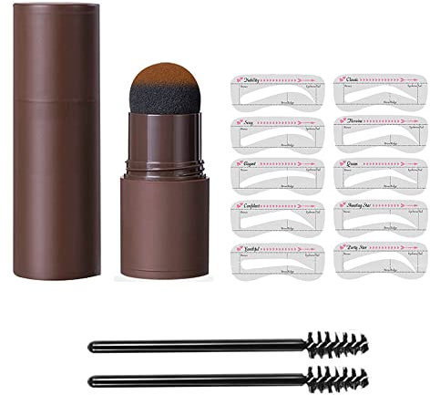 Kit De Plantilla De Sellos De Cejas,EyeBrow Stamp Kit Waterproof,Sello De Cejas,Kit Lapiz Cejas,Eyebrow Powder,20 Estilos Plantilla Cejas 2 Ceja Cepillo,Kit De Plantilla De Sellos De Cejas Duradero