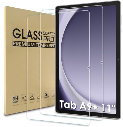 WD&CD 2 Piezas Protector de Pantalla Compatible para Samsung Galaxy Tab A9+ Cristal Templado, Alta Definicion, Cristal Templado Film Compatible con Galaxy Tab A9 Plus 11'' Protector Pantalla