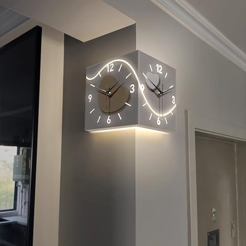 Orologio da parete angolare luminoso Generic con sensore a doppio lato e acrilico per camera da letto e soggiorno