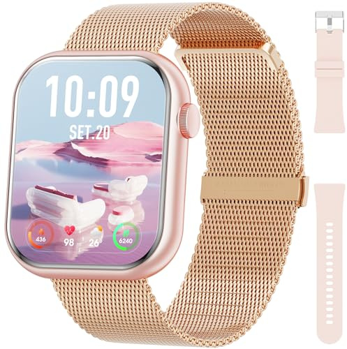 Hwagol Smartklocka (svar/ringa samtal), 1,8 tum fitnessmätare, smartwatch hjärtfrekvens/sömnövervakning/stegräknare/kalorier, 140+ sportlägen, vattentät fitnessklocka för kvinnor för Android iOS