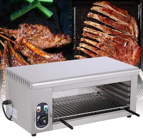 Parrilla for asar, horno salamandra eléctrico, horno de convección comercial de 2000 W con rejilla ajustable, parrilla for encimera for asar salamandra, asador de acero inoxidable de 50-300 ℃ for derr