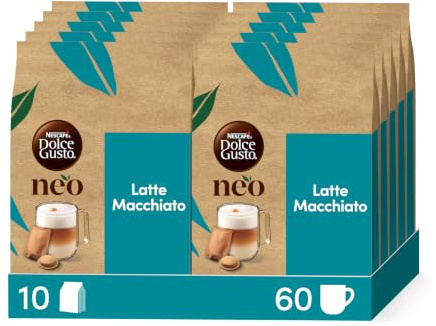 NEO Latte Macchiato par NESCAFÉ® Dolce Gusto® - 30 Dosettes de café et 30 sachets de lait (5 boîtes de 6 dosettes et 6 sachets) - Compatibles uniquement avec les machines à café NESCAFÉ Dolce Gusto NE