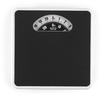 Salter Mechanical Bathroom Scale – Traditional Body Weighing Scale with Large Analogue Dial, Non-Slip Platform, 133kg Capacity, Compact Design, Classic Fitness Scale, No Batteries Required, Black