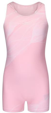 Slazenger Girls Lycra Xtra Life Boyleg Swimming Suit Junior Pink/White 11-12 Years