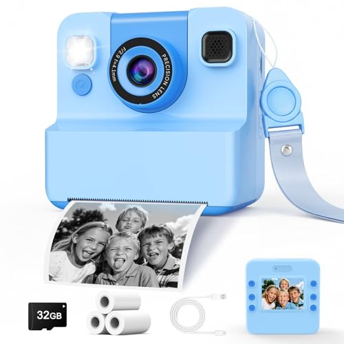 Yidoroye Camara Fotos Infantil Instantaneas,2.4 HD 1080P Camara de Fotos Instantaneas Juguetes Niños 3-12 Años Cámara Instantánea Niños con Tarjeta de 32G & Música & 5 Juegos de Rompecabezas