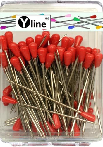 3227-RO - 100 tappi per tappezzeria con testa in plastica, colore rosso, circa 60 mm, spilli grandi