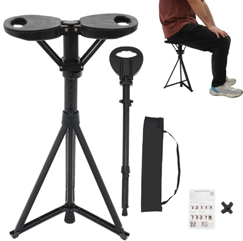 Bastón con asiento, taburete plegable triangular portátil, bastón moderno, para hombre y mujer, altura del asiento ajustable 49 – 57 cm, altura del bastón 87 – 95 cm, caña y taburete doble, hasta 150