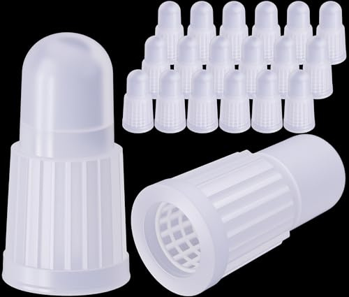 MEAJOO White Presta Valve Caps (20 Pack) – Dust & Air Stem Covers for MTB, Road Bike, Bicycle – Fits French Valves, Lightweight Plastic Tubeless Tire Valve Caps