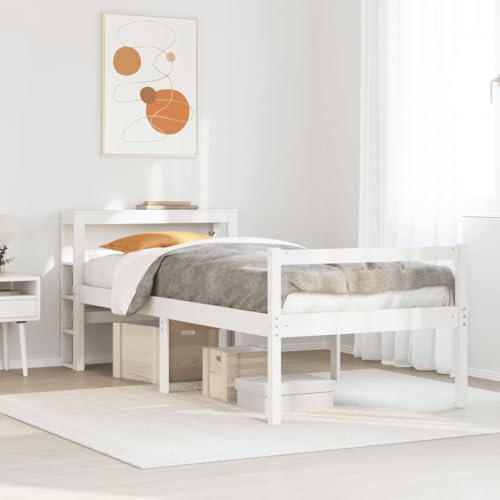 Genérico Cama Personas Mayores y cabecero Madera Pino Blanco 75x190 cm, Camas y somieres Blanco,3305850