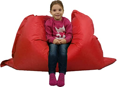 MaxiBean Large Bean Bag Chair for Kids and Children - Gaming BeanBag Cushion with Filling Beans Included, Perfect for Living Room, Bedroom, Garden Room, and Outdoor Use Weather Resistant - Red